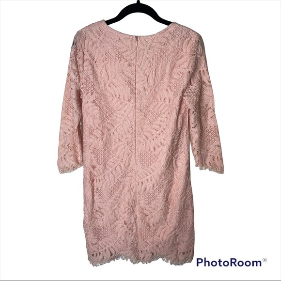 Lovers + Friends x Revolve Blush Pink Lace Long Sleeve Mini Dress Size Small - Picture 10 of 12